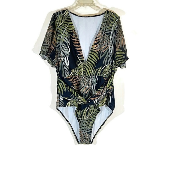 NWOT Shein Multicolored Tropical Safari One Piece Swim Suit - Picture 1 of 11